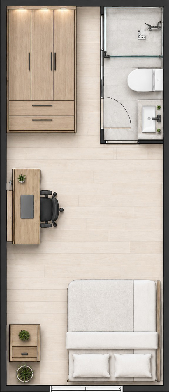 Planta de Living + Dormitorio en L