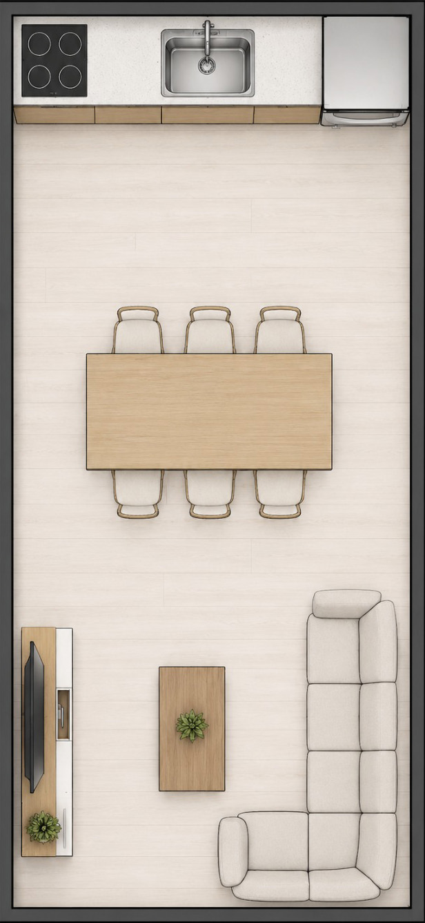 Planta de Cocina + Living Comedor